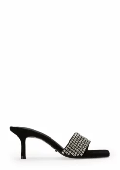 Tony Bianco New Arrivals Amos Crystal/Black Suede 6.5cm Heels
