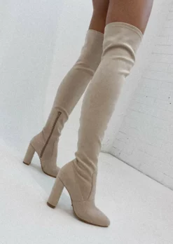 Tony Bianco Shoes Bloom Malt Stretch Suede 9.5cm Long Boots