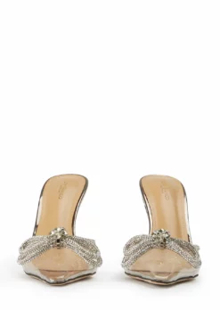 Tony Bianco Ellen Clear Vinylite/Gunmetal Shine 10.5cm Heels