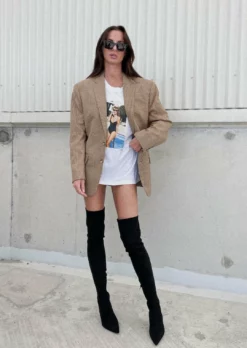 Tony Bianco Kylie Black Stretch Suede 9.5cm Long Boots Shoes