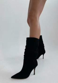 Tony Bianco Shoes Kerri Black Suede 9.5cm Calf Boots