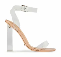 Tony Bianco Back In Stock Kiki Clear Vinylite/Skin Capretto 11cm Heels