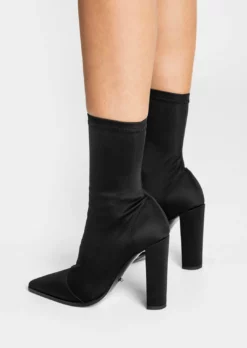 Tony Bianco Lila Black Lycra 10.3cm Ankle Boots