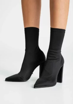 Tony Bianco Lila Black Lycra 10.3cm Ankle Boots