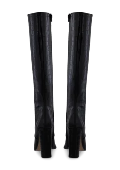 Tony Bianco Lucille Black Croc 10.3cm Calf Boots