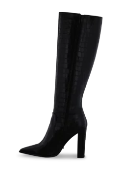 Tony Bianco Lucille Black Croc 10.3cm Calf Boots