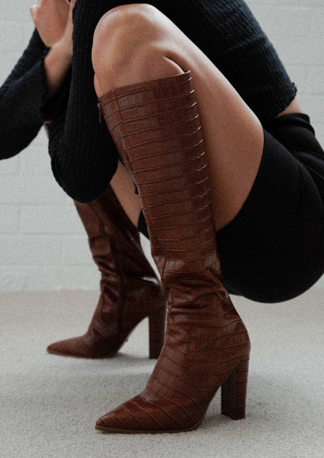 Tony Bianco Lucille Tan Croc 10.3cm Calf Boots 4 Tony Bianco Lucille Tan Croc 10.3cm Calf Boots