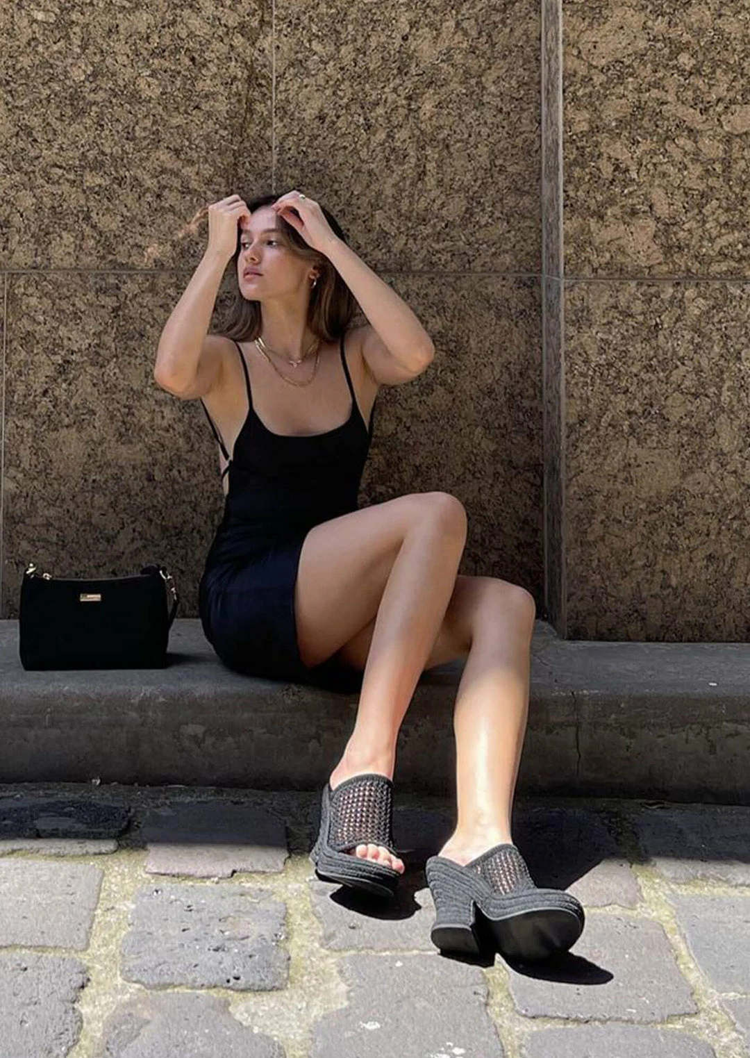 Tony Bianco Matrix Black Waffle 11.5cm Wedges 4 Tony Bianco Matrix Black Waffle 11.5cm Wedges