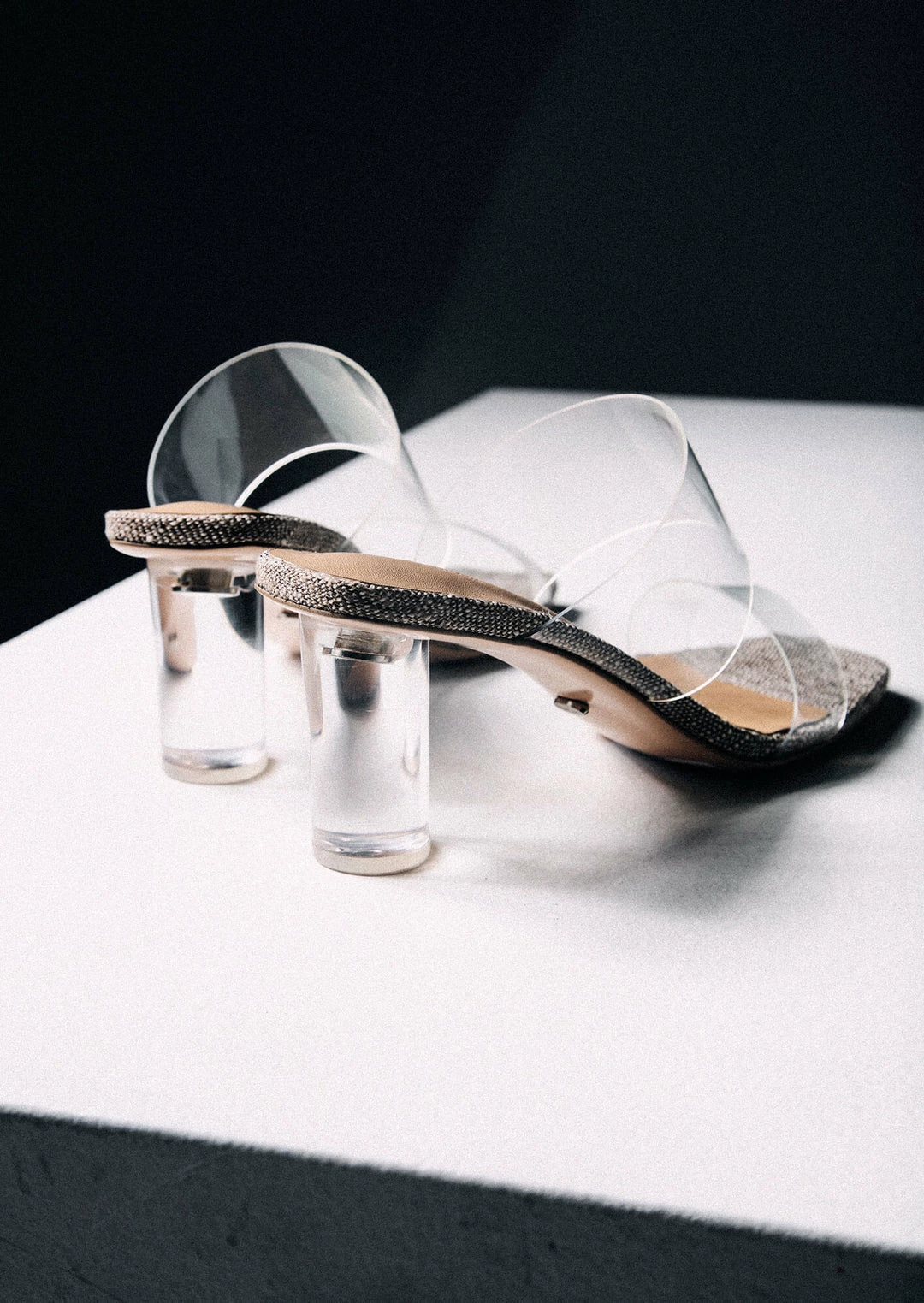 Tony Bianco Sabelle Clear Vinylite/Linen 6.5cm Heels 4 Tony Bianco Sabelle Clear Vinylite/Linen 6.5cm Heels