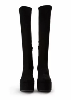 Tony Bianco Toniq Black Stretch Suede 12cm Calf Boots