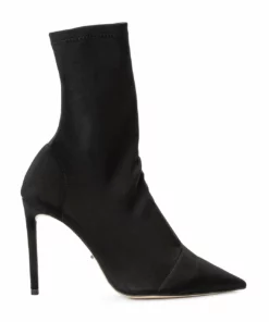 Tony Bianco Alexia Black Lycra 10.5cm Ankle Boots Shoes