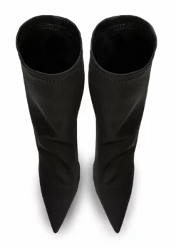 Tony Bianco Alexia Black Lycra 10.5cm Ankle Boots Shoes