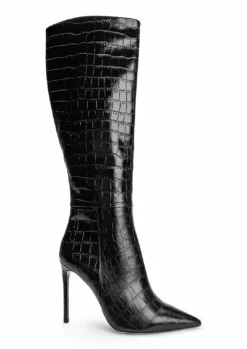 Tony Bianco Apollo Black Croc 10.5cm Calf Boots