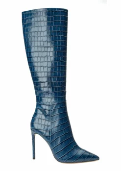 Tony Bianco Shoes Apollo Blue Croc 10.5cm Calf Boots