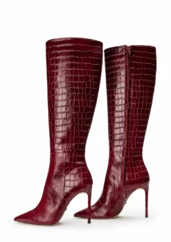 Tony Bianco Apollo Bordeaux Croc 10.5cm Calf Boots