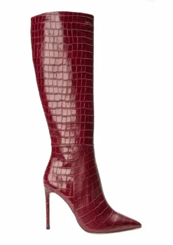 Tony Bianco Apollo Bordeaux Croc 10.5cm Calf Boots