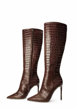 Tony Bianco Apollo Choc Croc 10.5cm Calf Boots Shoes 12 Tony Bianco Apollo Choc Croc 10.5cm Calf Boots Shoes