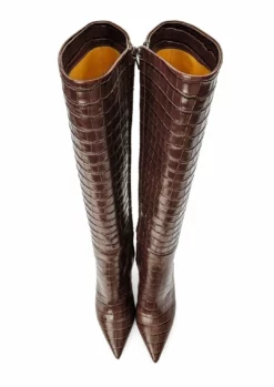 Tony Bianco Apollo Choc Croc 10.5cm Calf Boots Shoes 11 Tony Bianco Apollo Choc Croc 10.5cm Calf Boots Shoes