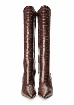 Tony Bianco Apollo Choc Croc 10.5cm Calf Boots Shoes 10 Tony Bianco Apollo Choc Croc 10.5cm Calf Boots Shoes