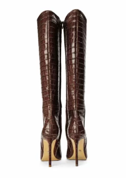 Tony Bianco Apollo Choc Croc 10.5cm Calf Boots Shoes 13 Tony Bianco Apollo Choc Croc 10.5cm Calf Boots Shoes