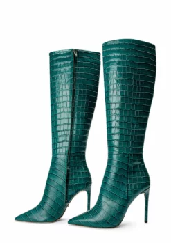 Tony Bianco Apollo Green Croc 10.5cm Calf Boots Shoes