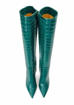 Tony Bianco Apollo Green Croc 10.5cm Calf Boots Shoes