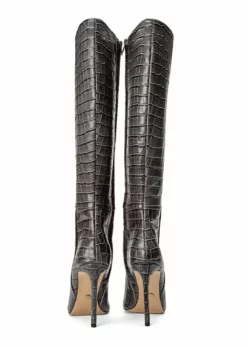 Tony Bianco Shoes Apollo Grey Croc 10.5cm Calf Boots