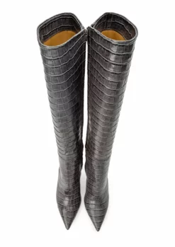 Tony Bianco Shoes Apollo Grey Croc 10.5cm Calf Boots