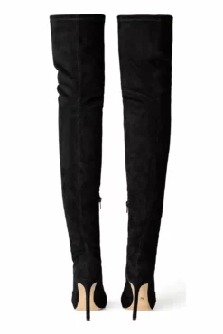 Tony Bianco Avah Black Stretch Suede 10.5cm Long Boots