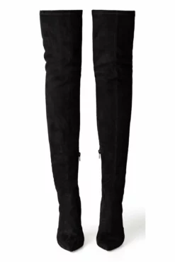 Tony Bianco Avah Black Stretch Suede 10.5cm Long Boots