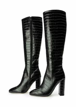 Tony Bianco Bellez Black Croc 9.5cm Calf Boots