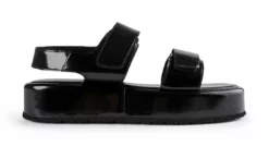 Tony Bianco Chevy Black Hi Shine 4cm Sandals Shoes