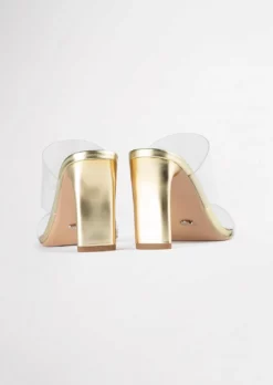 Tony Bianco Hot List Chicago Clear Vinylite/Gold 8.5cm Heels