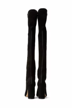 Tony Bianco Estella Black Stretch Suede 8.5cm Long Boots