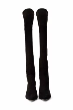 Tony Bianco Estella Black Stretch Suede 8.5cm Long Boots