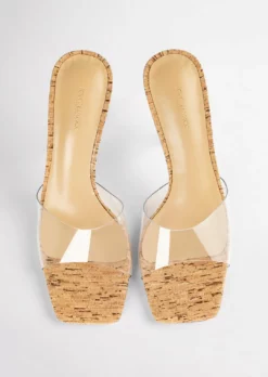 Tony Bianco Fame Clear Vinylite/Cork 10.5cm Heels Shoes