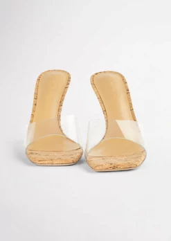 Tony Bianco Fame Clear Vinylite/Cork 10.5cm Heels Shoes