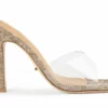 Tony Bianco Shoes Fame Clear Vinylite/Linen 10.5cm Heels