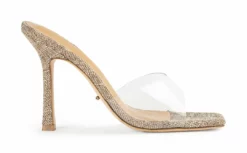 Tony Bianco Shoes Fame Clear Vinylite/Linen 10.5cm Heels