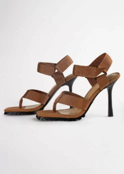 Tony Bianco Shoes Fia Tan Webbing 11cm Heels