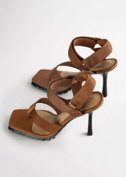 Tony Bianco Shoes Fia Tan Webbing 11cm Heels