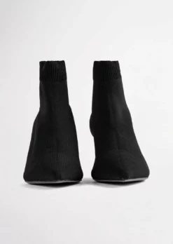 Tony Bianco Gwen Black Sock Knit 6.5cm Ankle Boots Best Sellers