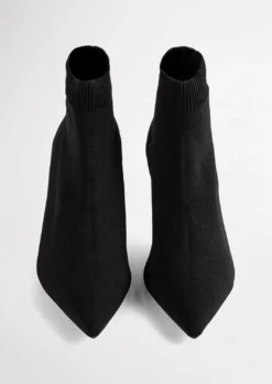 Tony Bianco Gwen Black Sock Knit 6.5cm Ankle Boots Best Sellers