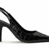 Tony Bianco Hayes Black Croc 9.5cm Heels