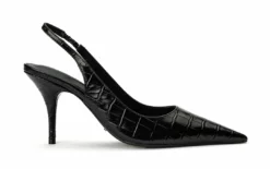Tony Bianco Hayes Black Croc 9.5cm Heels