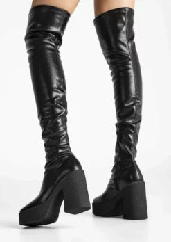 Tony Bianco Janey Black Venezia 11.5cm Long Boots Shoes