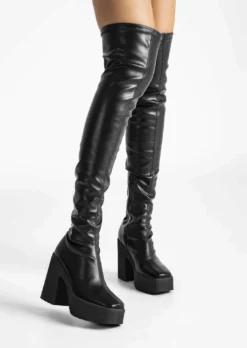 Tony Bianco Janey Black Venezia 11.5cm Long Boots Shoes