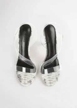 Tony Bianco Kaya Clear Vinylite/Aztec Snake 11cm Heels