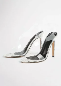 Tony Bianco Kaya Clear Vinylite/Aztec Snake 11cm Heels