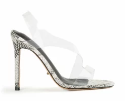 Tony Bianco Kaya Clear Vinylite/Aztec Snake 11cm Heels